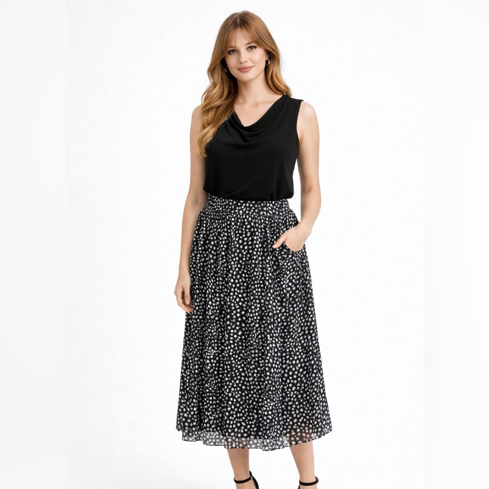 Vintage Maggy London Black and White Patterned Skirt